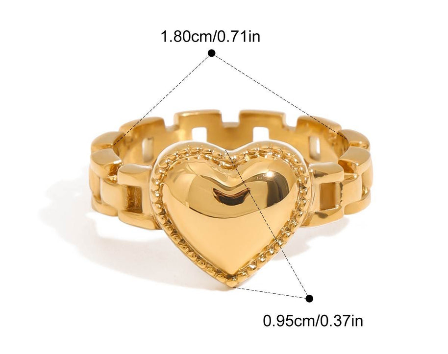 Luxe Heart Link Ring