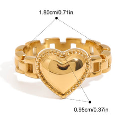 Luxe Heart Link Ring