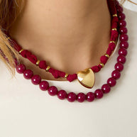 Stoffen Hals Ketting Hart - Casual