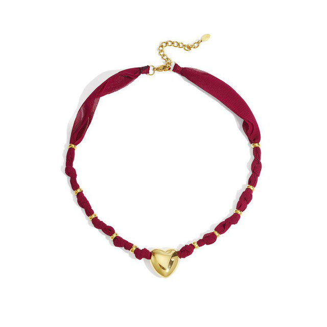 Stof Hals Ketting Hart Casual