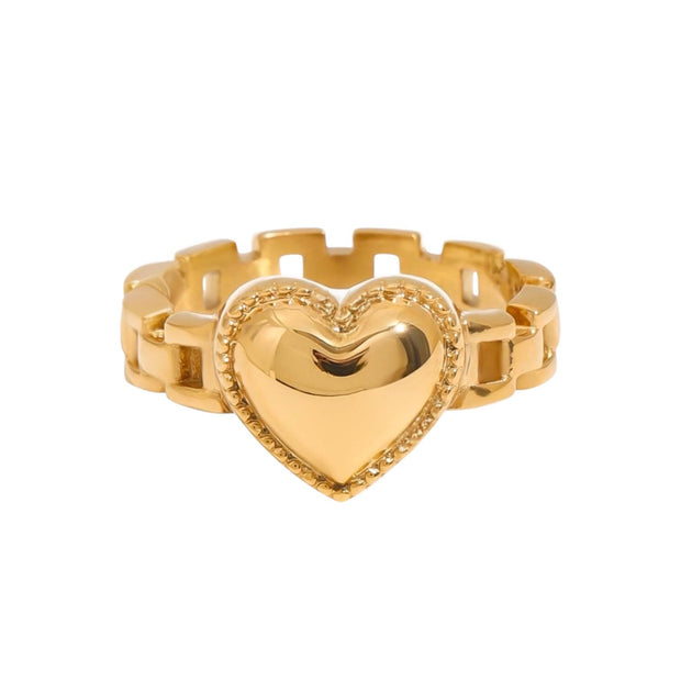 Luxe Heart Link Ring