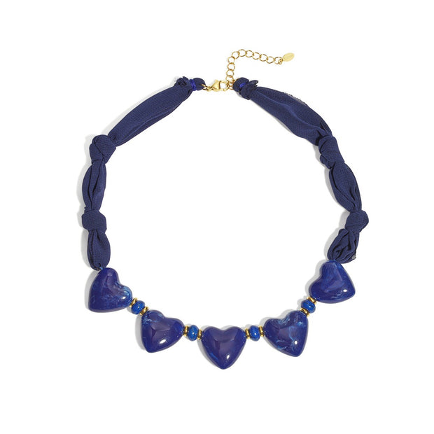 Stoffen Ketting Met Hartkralen