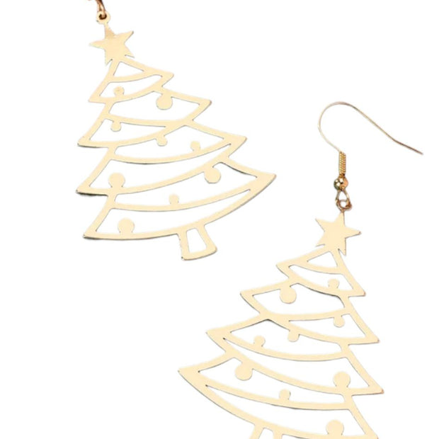 Gouden Kerstboom Oorbellen